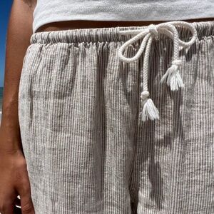 Brandy Melville Anastasia Beige White Striped Linen Pants